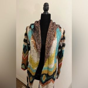 NWT Max Sport Aztec Long Hooded Cardigan in size XS